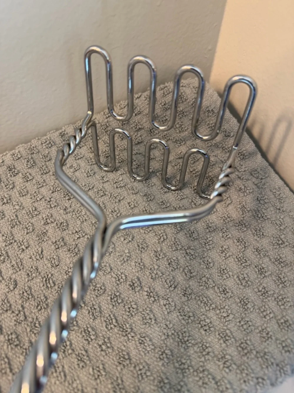 Wood Handle Potato Masher with Stainless Steel Head - Natural Wood & Silver